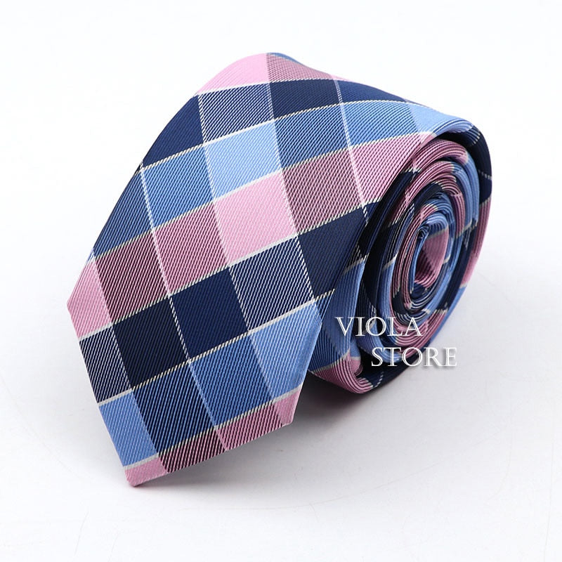 Classic Plaid Polyester Necktie 7cm Fashion Young Male Office Tie Party Daily Casual Suit Striped Cravat Top Men Gift Accessory