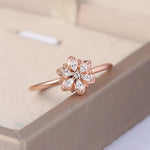 ZHOUYANG Crystal Flower Finger Rings For Women Elegant Fresh Style Zircon 3 Color Wedding Engagement Gift Fashion Jewelry R080