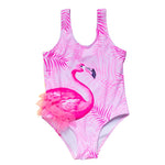 Flamingo Print Kids Girls One Piece Swimwear Swimsuit 2022 Falbala Girl Monokini Children Baby Swimming Suit Beachwear XA017