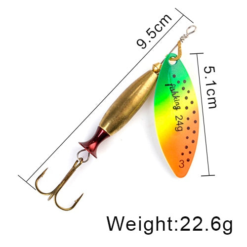 FISH KING Spinner Lure Bait Long Cast 18g 24g Spoon Lures pike Metal Fishing Lure Bass Hard Bait With Hooks
