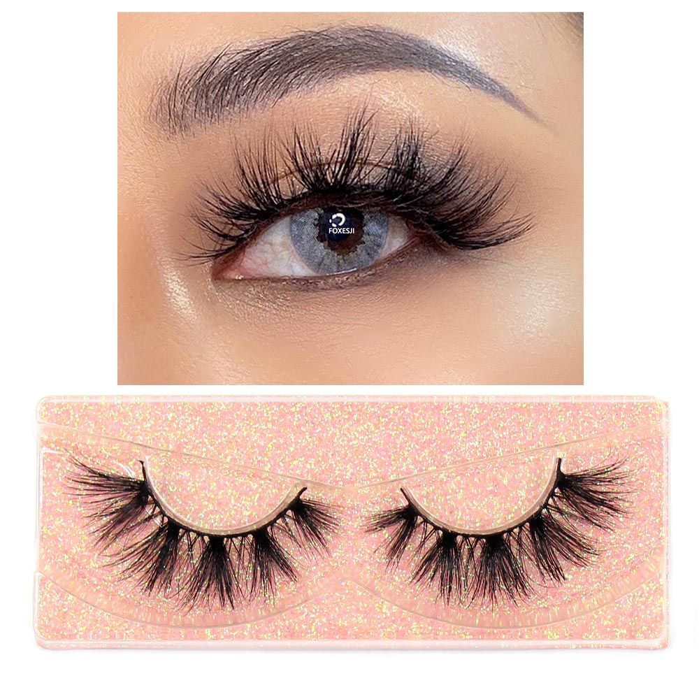 FOXESJI Makeup Eyelashes 3D Mink Lashes Fluffy Soft Wispy Natural Cross Lash Extension Reusable Fake Lashes Mink False Eyelashes