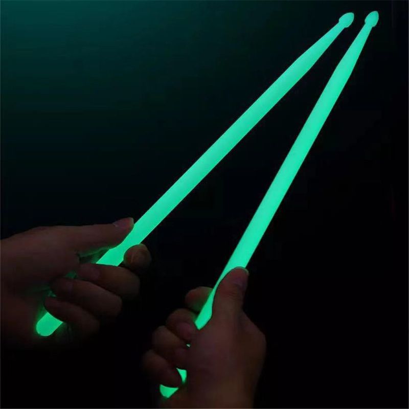 1 Pair 5A Luminous Drum Stick Nylon Fluorescent Drumsticks Glow in The Dark Bright Light Musical Instruments