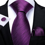 DiBanGu Men Tie Solid Pink Color Formal Wedding Necktie Silk Jacquard Woven Tie Handkerchief Cufflinks For Men Business Suit