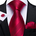 New Design Wedding Men Tie Red  Solid Striped Paisley Neckties For Men Business Dropshipping DiBanGu Hanky Cufflinks Tie Set