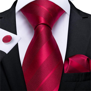 New Design Wedding Men Tie Red  Solid Striped Paisley Neckties For Men Business Dropshipping DiBanGu Hanky Cufflinks Tie Set