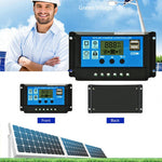12V/24V Auto Solar Controllers For Home LCD HD MPPT Solar Panel Battery Regulator Charge Controller PWM Dual USB Output