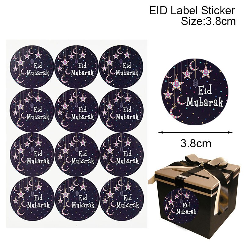 60/120pcs Ramadan EID Mubarak Decorations Paper Sticker Gift Lable Seal Sticker Islamic Muslim Eid al-fitr Decoration Supplies