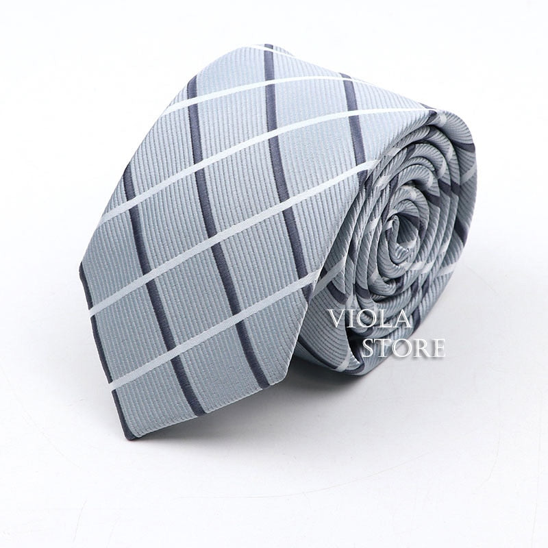 Classic Plaid Polyester Necktie 7cm Fashion Young Male Office Tie Party Daily Casual Suit Striped Cravat Top Men Gift Accessory