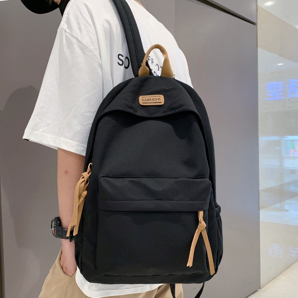Men Women Harajuku School Backpack Female Male Cool Waterproof Travel Bag Girl Boy Solid Color Backpack Ladies Student Bags Cute