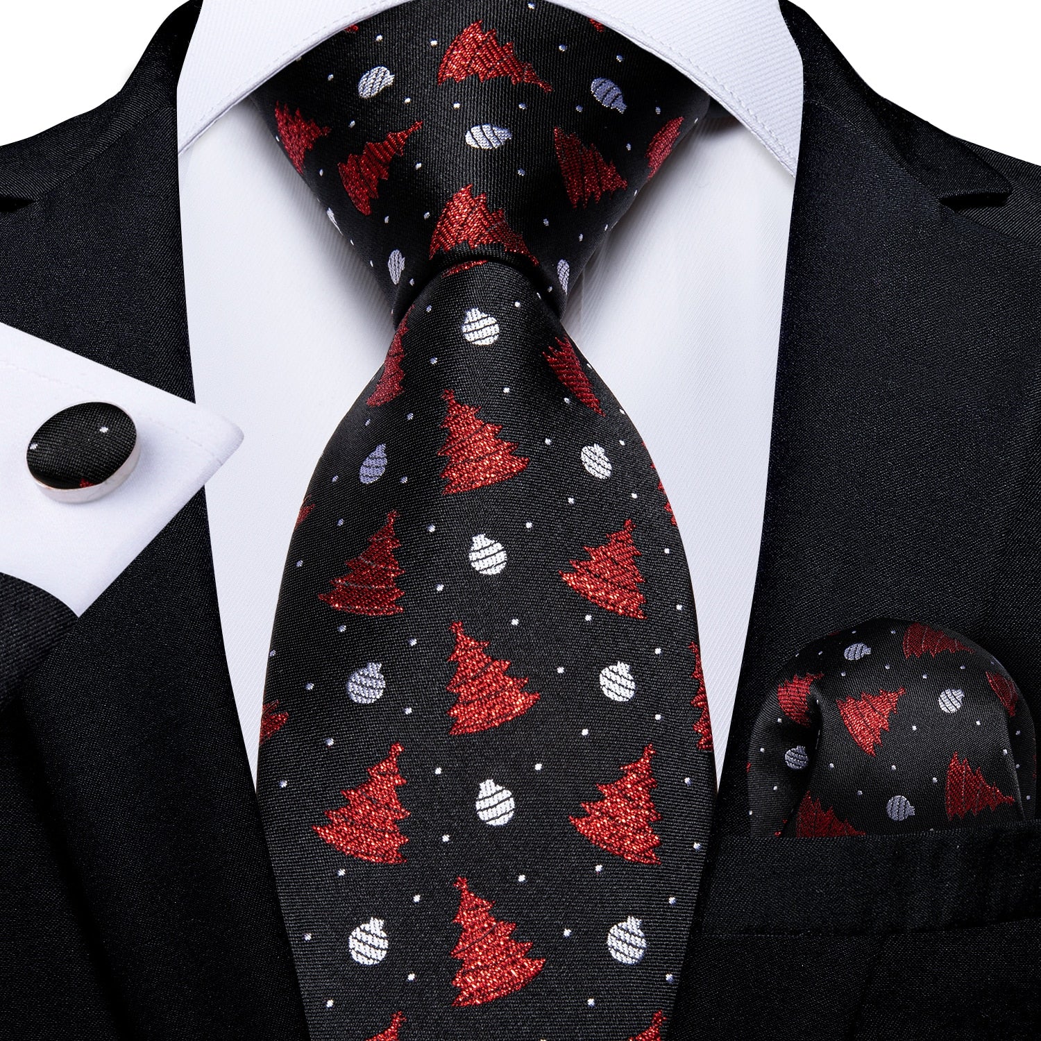 Mens Christmas Tie Set Red Blue 8cm Wide Silk Neck Tie Gift For Men Wedding Accessories