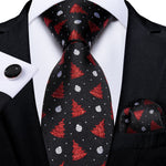 Mens Christmas Tie Set Red Blue 8cm Wide Silk Neck Tie Gift For Men Wedding Accessories