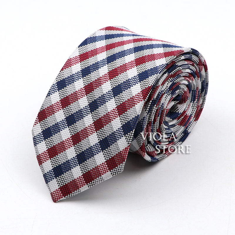 Classic Plaid Polyester Necktie 7cm Fashion Young Male Office Tie Party Daily Casual Suit Striped Cravat Top Men Gift Accessory