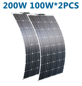 100w 200w flexible solar panel with 10A/20A solar regulator cable for 12v battery charger home roof