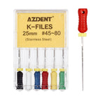 6Pcs/Pack AZDENT Dental Hand Use K-Files 25mm Stainless Steel Endodontic Root Canal Files Dentist Tools Dental Lab Instruments