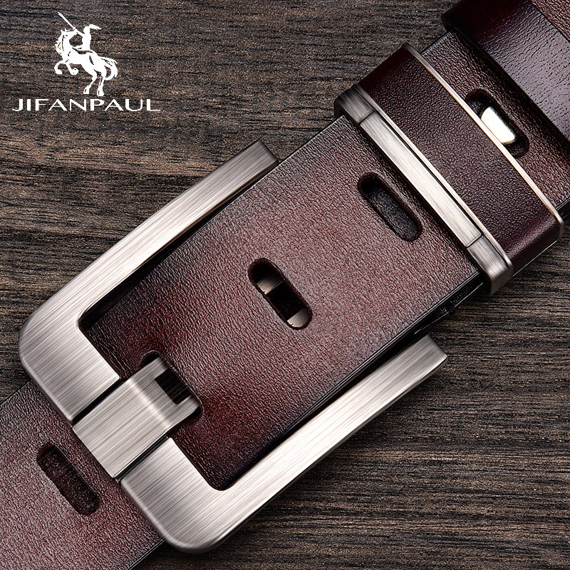 New Leather Cowhide Men&#39;s Belt Fashion Metal Alloy Pin Buckle Adult Luxury Brand Jeans Business Casual Waist Male Strap Brand
