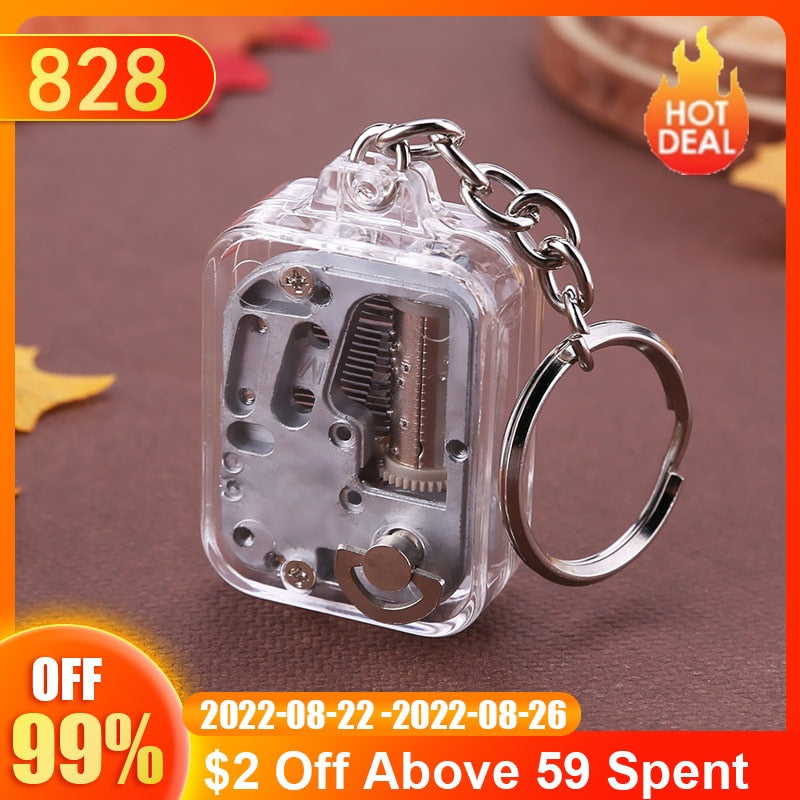 Kids 18 Tones DIY Music Box Movement Keychain Toys Baby Handy Crank Musical Instrument Toy for Baby Birthday Gifts