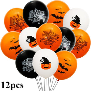 12/1PCS Halloween Ghost Balloons Toys Spider Witch Bat Pumpkin Skeleton Horror Halloween Party Decoration Festival Party Supply