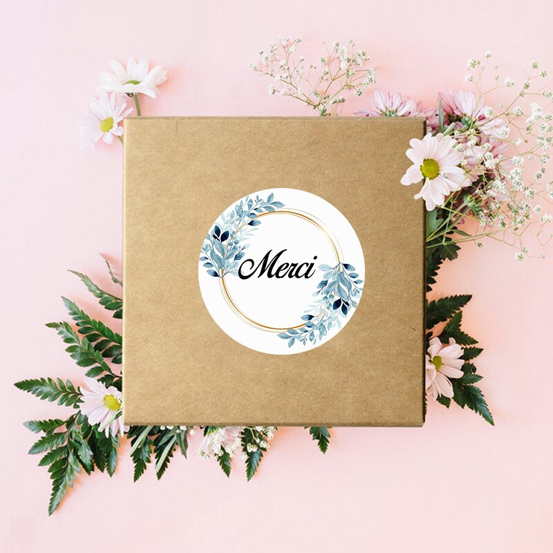 Merci Stickers Labels for Parties Wedding Small Business Stickers Packaging Seal Labels Thank You Stickers Baking Gift Bag