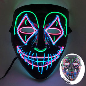 Halloween Neon Led Purge Mask Masque Masquerade Party Masks Light Luminous In The Dark Funny Masks Cosplay Costume Supplies