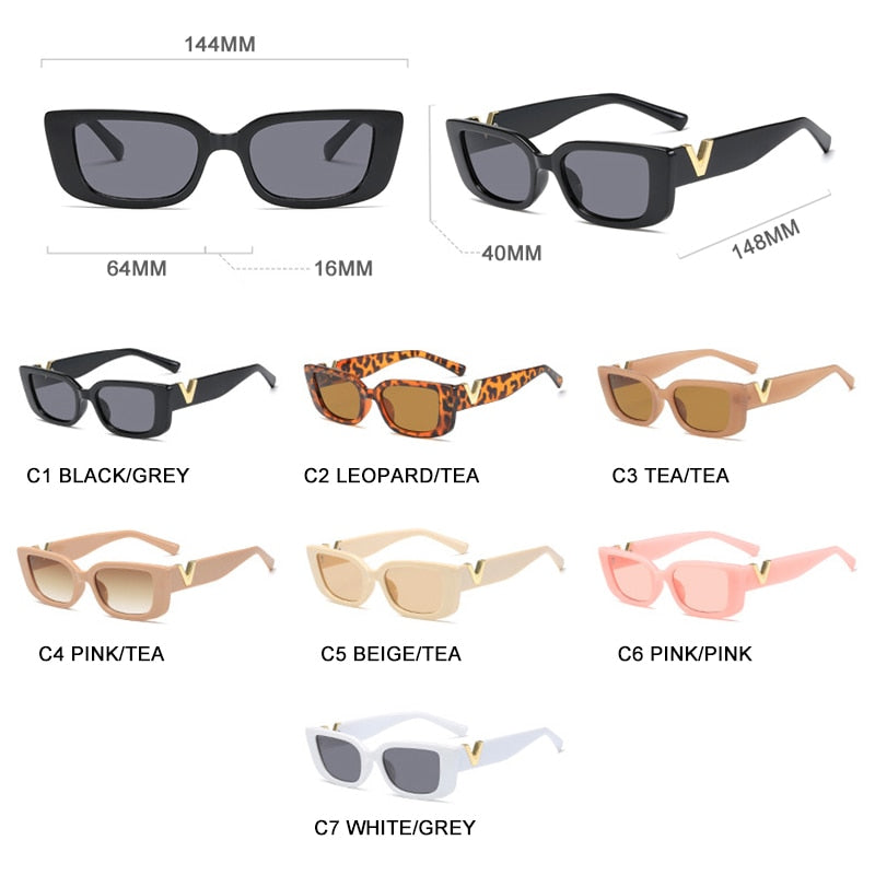 HOOBAN 2022 Fashion Cat Eye Sunglasses Luxury V Sun Glasses For Ladies Classic Rectangle Driving Eyewear UV400