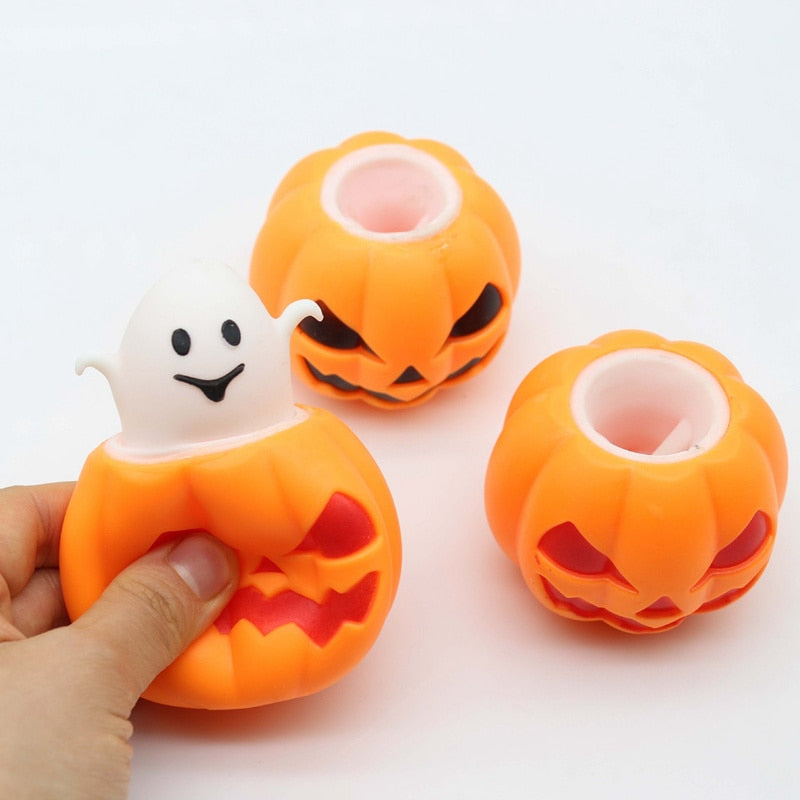 Pumpkin Ghost Decompression Toy Thermoplastic Rubber Squeeze Bouncy Ball Kids Toys Halloween Party Decorations DIY Home Supplies