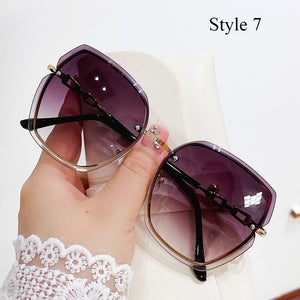 2022 New Rimless Square Sunglasses Women Brand Designer Diamond Sun Glasses Vintage Shades Female Pink Eyewear Gafas De Sol