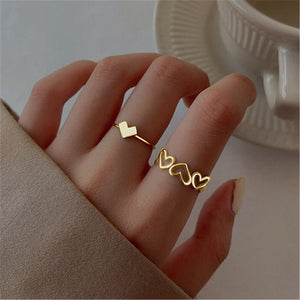 Modyle 10 pcs/set Bohemian Ring Set Gold Silver Color Wide Rings For Women Girls Simple Chain Finger Tail Rings