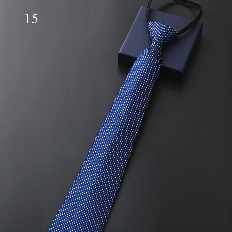 Lazy Zipper Men&#39;s Tie Business Formal Dress Wear Stripe Solid Color Zipper Necktie Wholesale Gifts for Men Slim Skinny Tie