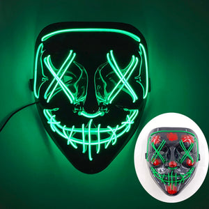 Halloween Neon Led Purge Mask Masque Masquerade Party Masks Light Luminous In The Dark Funny Masks Cosplay Costume Supplies