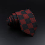 Men&#39;s Plaid Tie Cotton Black Grey Red Necktie Handmade Wool Narrow Collar Ties Wedding Business Party Suit Shirt Gift Accessory