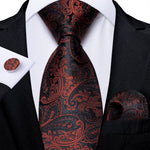New Design Wedding Men Tie Red  Solid Striped Paisley Neckties For Men Business Dropshipping DiBanGu Hanky Cufflinks Tie Set