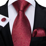 DiBanGu Men Tie Solid Pink Color Formal Wedding Necktie Silk Jacquard Woven Tie Handkerchief Cufflinks For Men Business Suit