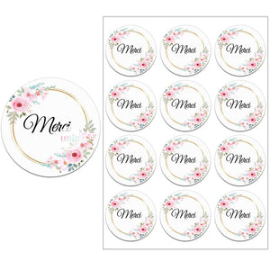 Merci Stickers Labels for Parties Wedding Small Business Stickers Packaging Seal Labels Thank You Stickers Baking Gift Bag