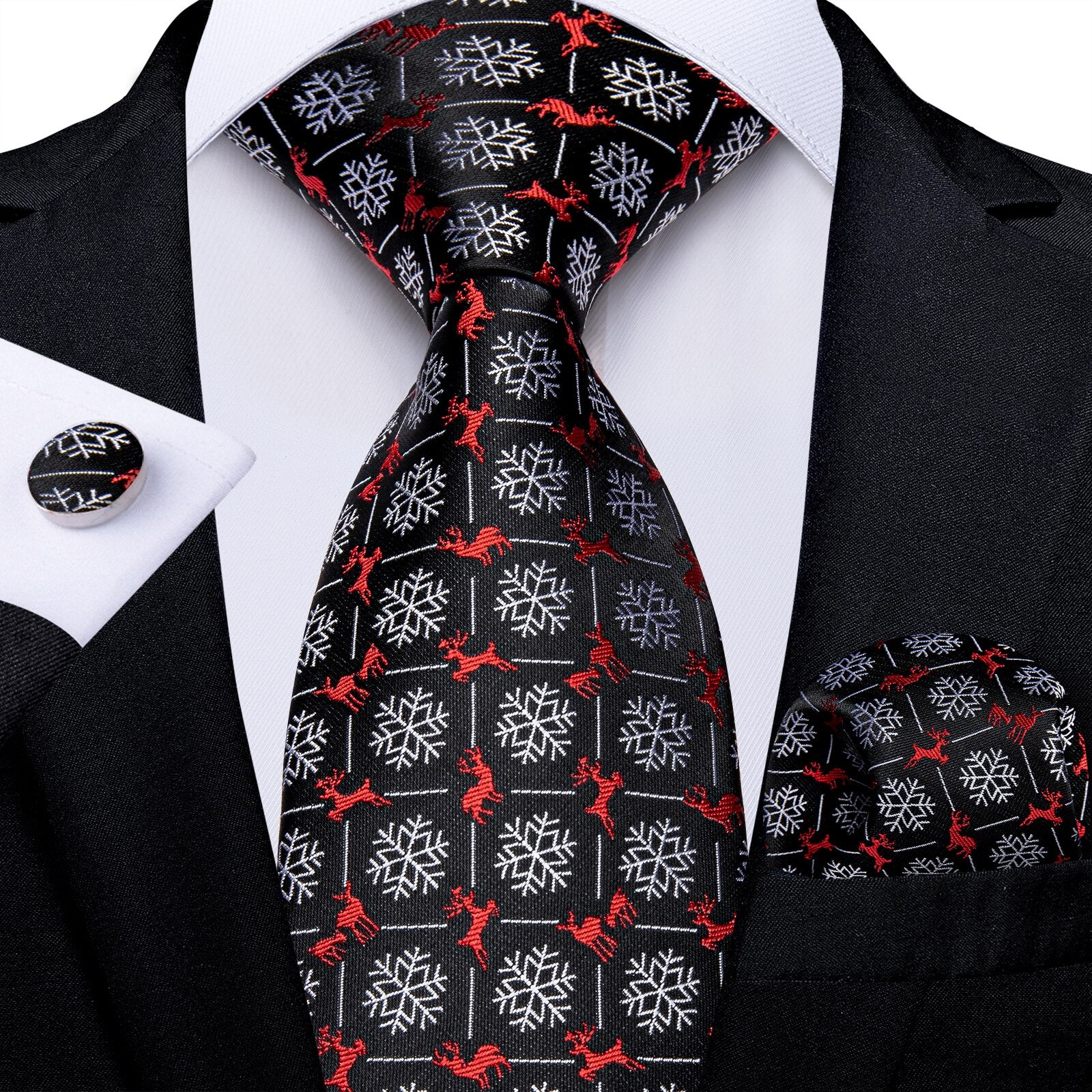 Mens Christmas Tie Set Red Blue 8cm Wide Silk Neck Tie Gift For Men Wedding Accessories