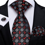 Mens Christmas Tie Set Red Blue 8cm Wide Silk Neck Tie Gift For Men Wedding Accessories