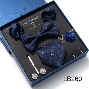 Mix Colors 2021 New Style Silk Classic Wedding Gift Tie Pocket Squares Set Necktie Box Black Suit Accessories Solid Men