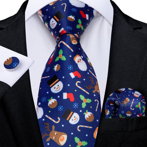 Mens Christmas Tie Set Red Blue 8cm Wide Silk Neck Tie Gift For Men Wedding Accessories