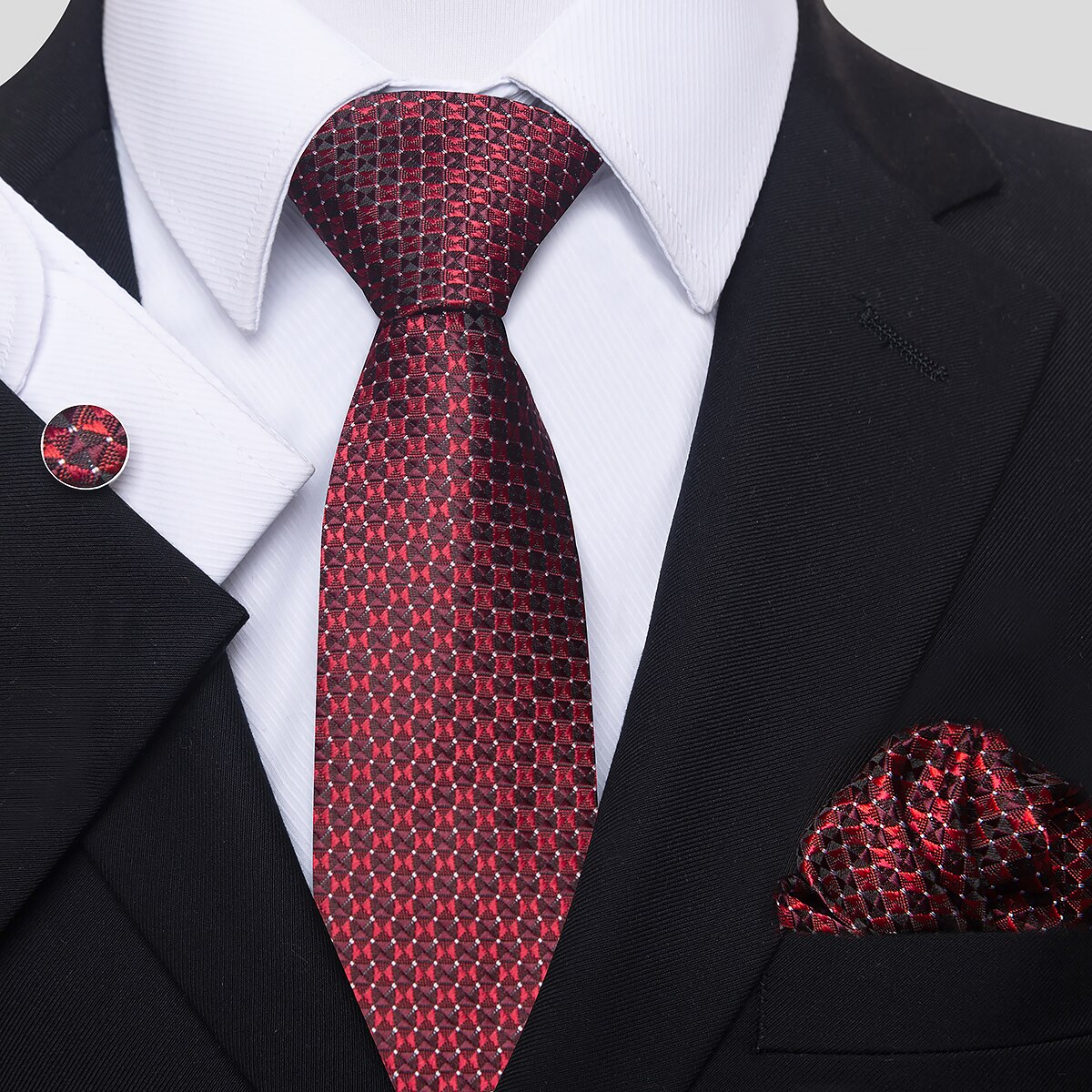 7.5 cm Great Quality Birthday Gift Tie Hanky Cufflink Set Necktie For Men Formal Clothing Purple hombre Gift for Boyfriend