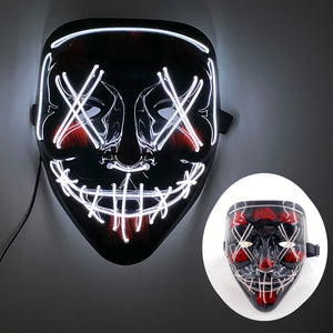 Halloween Neon Led Purge Mask Masque Masquerade Party Masks Light Luminous In The Dark Funny Masks Cosplay Costume Supplies