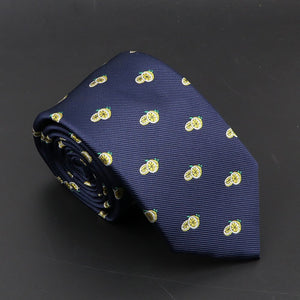 New Blue Printed Men&#39;s Tie Novelty Animal Fruit Pattern Neck Ties S lim Jacquard Woven High Quality Gravatas Accessories For Men