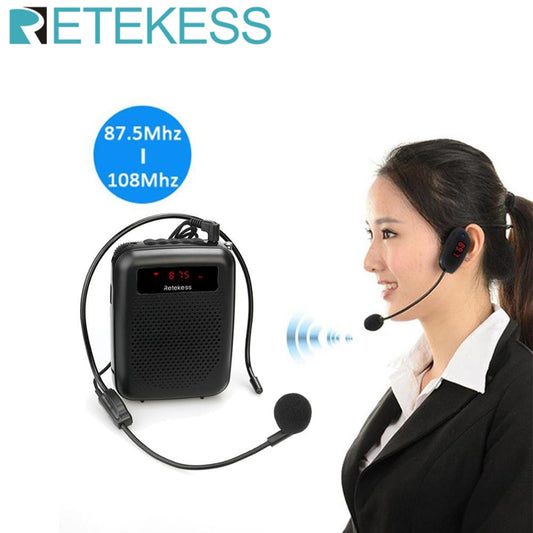 RETEKESS PR16R Megaphone Portable Voice Amplifier Microphone Speaker 12W FM Recording Mp3 Player FM Radio Tour Guide Teaching