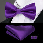 Hi-Tie Classic Black Bow Ties for Men 100% Silk Butterfly Pre-Tied Bow Tie Pocket Square Cufflinks Suit Set Floral Gold Bowties