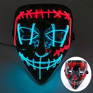 Halloween Neon Led Purge Mask Masque Masquerade Party Masks Light Luminous In The Dark Funny Masks Cosplay Costume Supplies