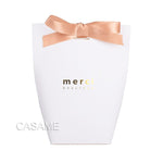 6 pcs Black White Kraft Paper Bag Bronzing French &quot;Merci&quot; Thank You Gift Box Package Brown Party Favor Candy Bags with Ribbon