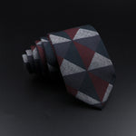 Men&#39;s Plaid Tie Cotton Black Grey Red Necktie Handmade Wool Narrow Collar Ties Wedding Business Party Suit Shirt Gift Accessory