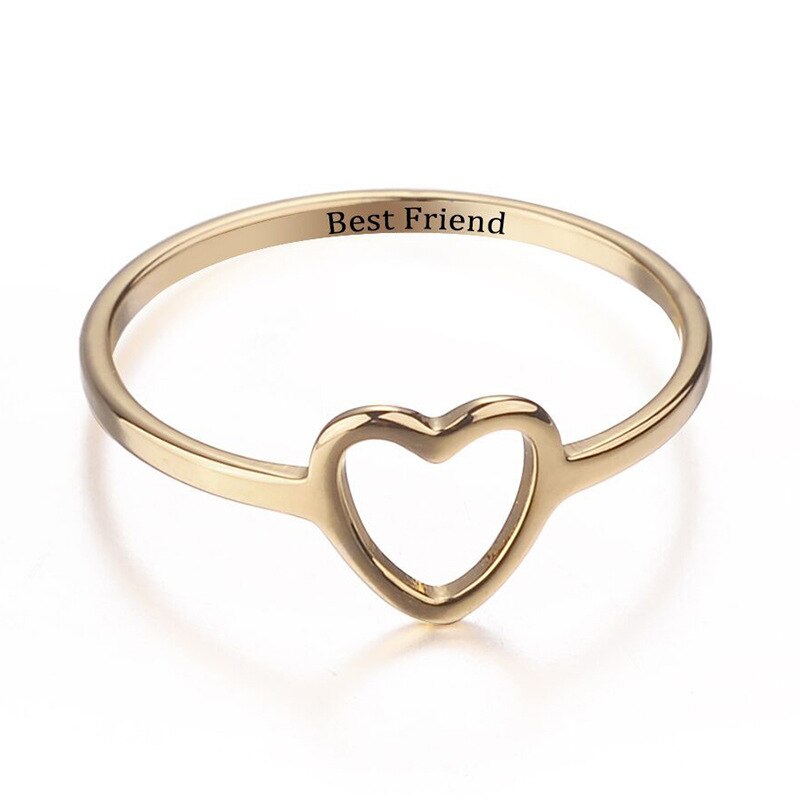 Fashion Gold Silver Color Heart Shaped Wedding Ring for Woman Female Stainless Steel Statement Engagement Best Friend Jewelry