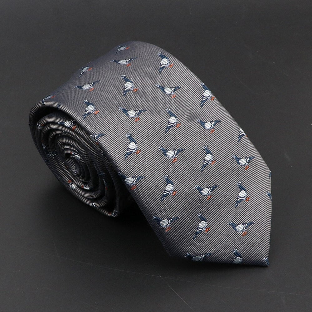 New Blue Printed Men&#39;s Tie Novelty Animal Fruit Pattern Neck Ties S lim Jacquard Woven High Quality Gravatas Accessories For Men