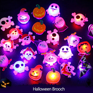 5/10/15/20pcs Halloween Decorations Creative Cute Glowing Ring Pumpkin Ghost Skull Rings for Kids Gifts Halloween Party Supplies