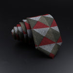 Men&#39;s Plaid Tie Cotton Black Grey Red Necktie Handmade Wool Narrow Collar Ties Wedding Business Party Suit Shirt Gift Accessory