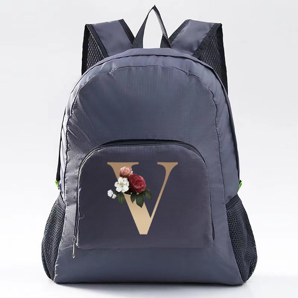Foldable Backpack Camping Ultralight Folding Travel Bag Hiking Backpack Gold Letter Series Outdoor Sports Rucksack for Men Women